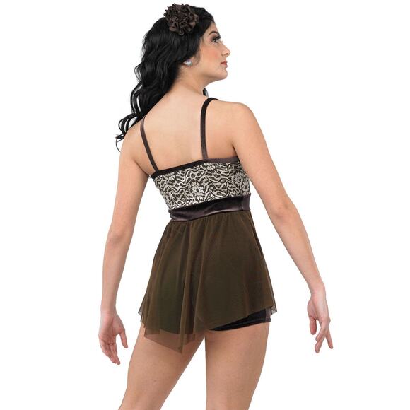 Dance Costume Medium Adult Brown Gold A Wish Come True V1947 Lyrical Cheetah - Picture 2 of 3